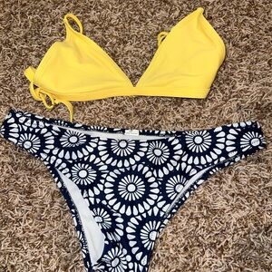 Yellow Bikini Top and Floral Bottoms